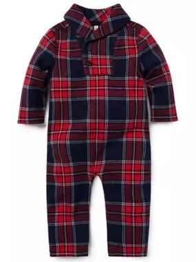 🎄 Janie and Jack Red and Navy Tartan Plaid One Piece